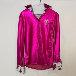 NWT Thunderbird Brand Pink Metallic Lightning Bolt Rodeo Shirt